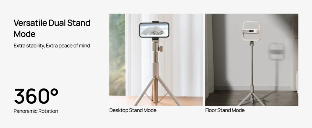 XGIMI Compact Multi-Function Stand	in Dual Desktop and Floor Stand Mode