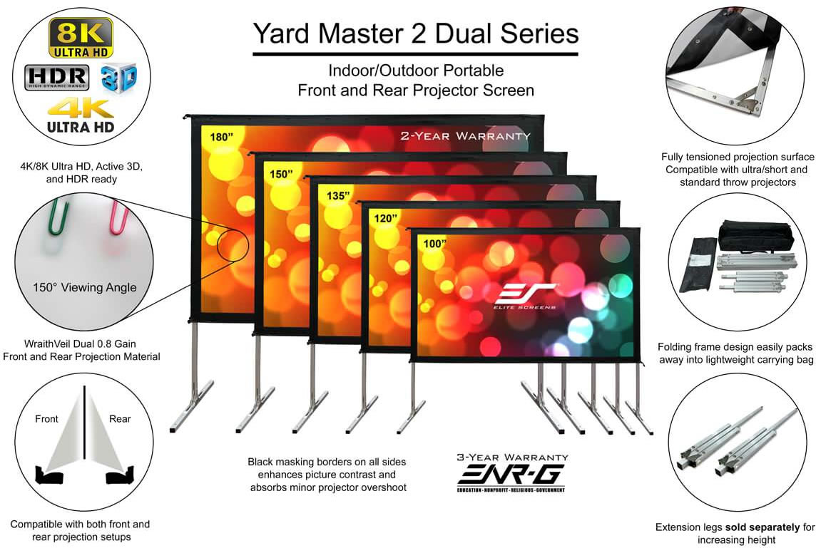 Elite yardmaster dual projector screen specifications